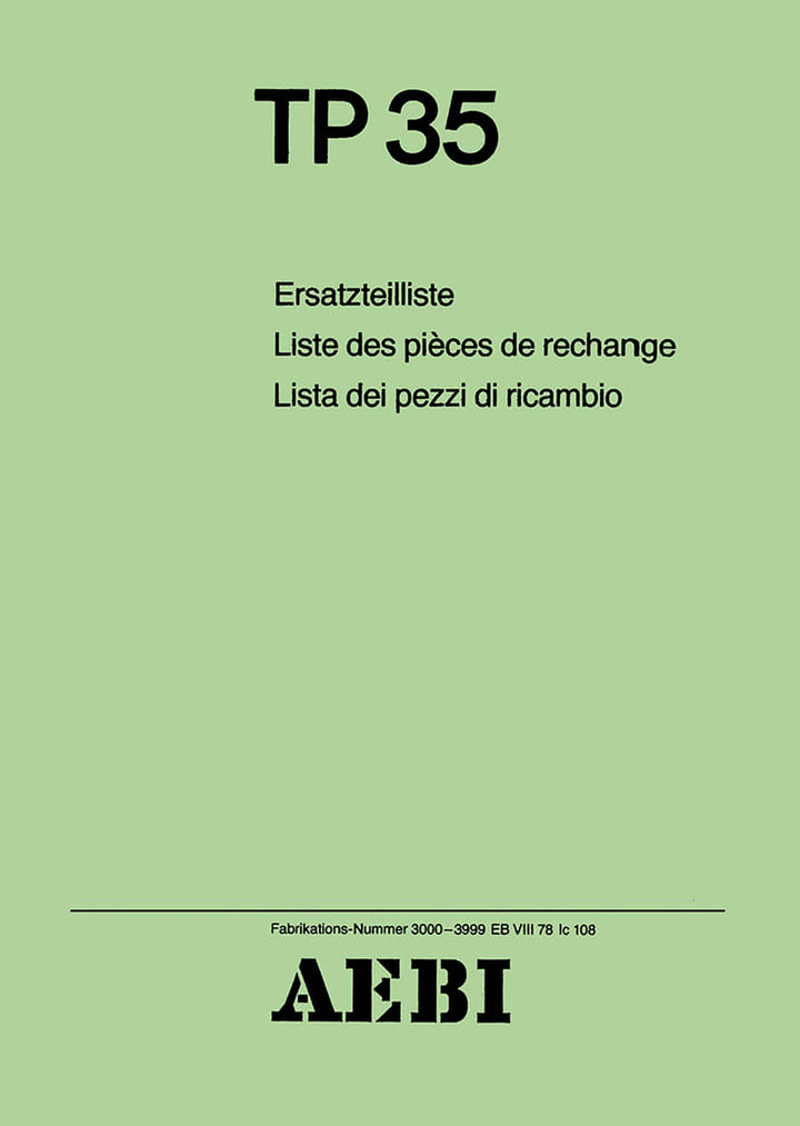 Aebi TP35 Ersatzteilliste, Buchcover