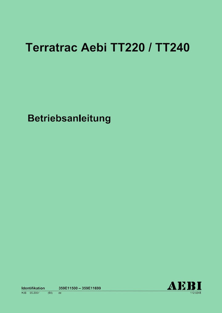 Aebi TT220 und TT240 Terratrac Betriebsanleitung, Buchcover