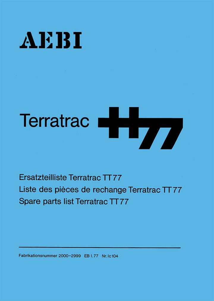 Aebi TT77 Terratrac Ersatzteilliste, Buchcover