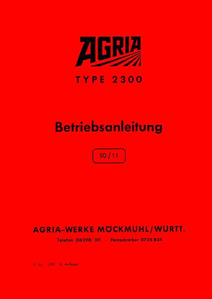 Agria 2300 Betriebsanleitung, Buchcover