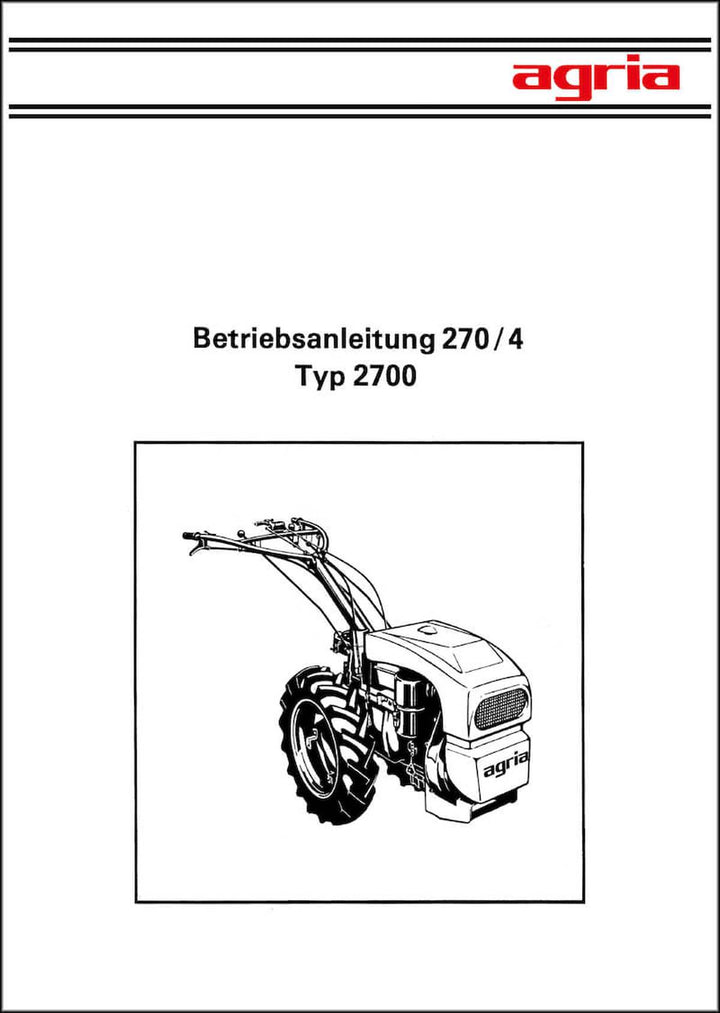 Agria 2700 Betriebsanleitung, Buchcover