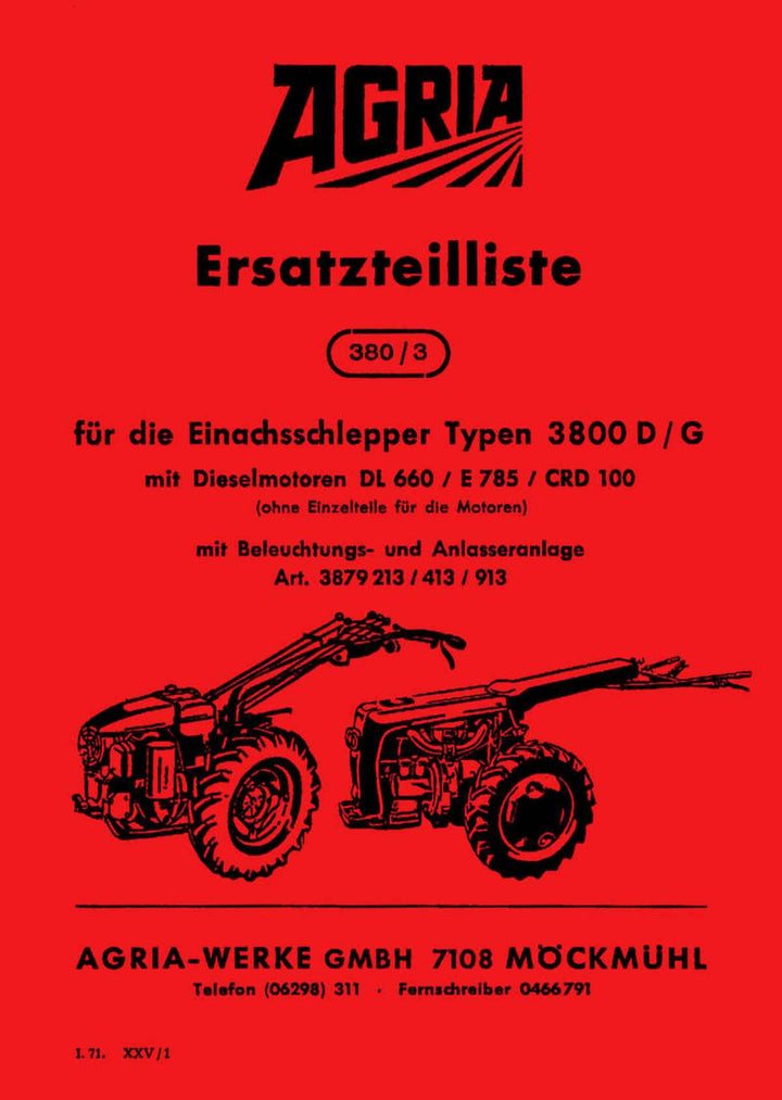 Agria 3800 Ersatzteilliste, Buchcover