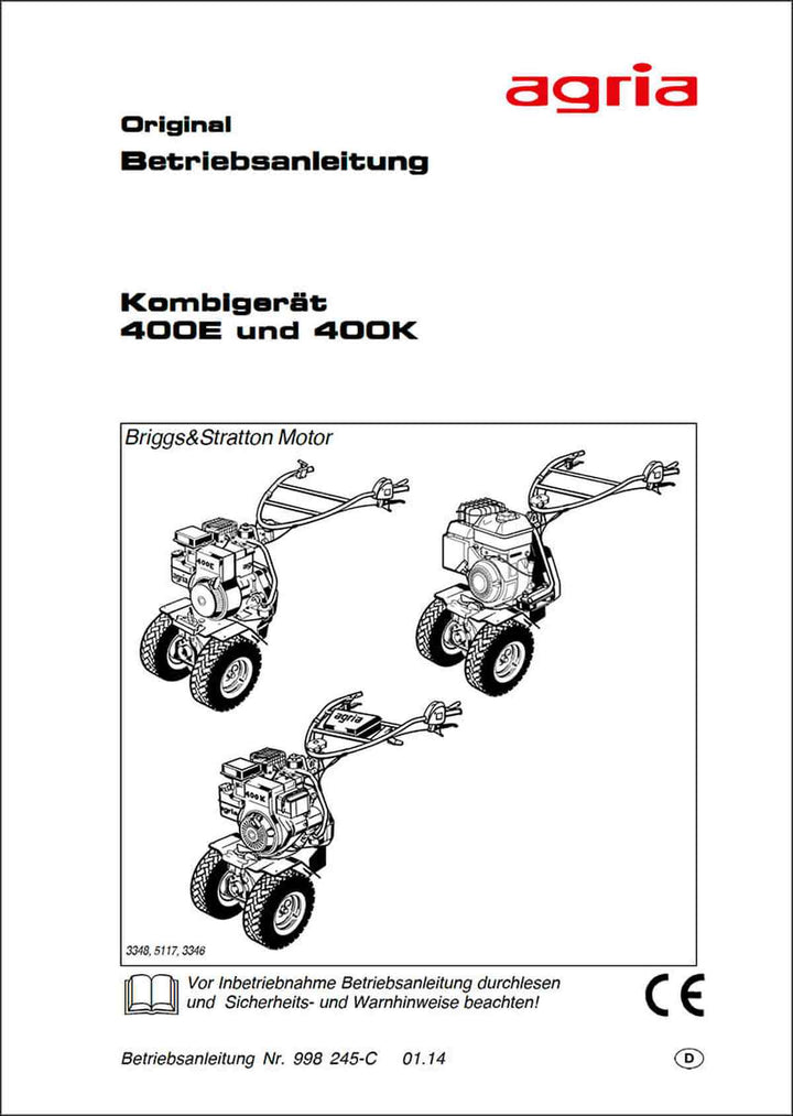 Agria 400E und 400K Betriebsanleitung, Buchcover