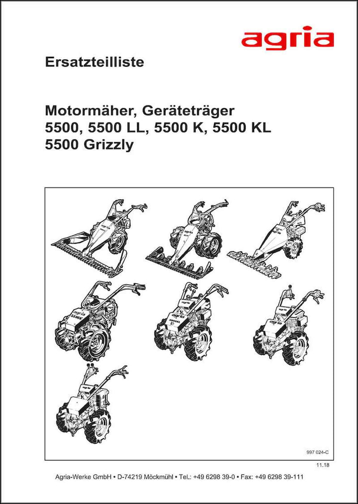 Agria 5500 Ersatzteilliste, Buchcover