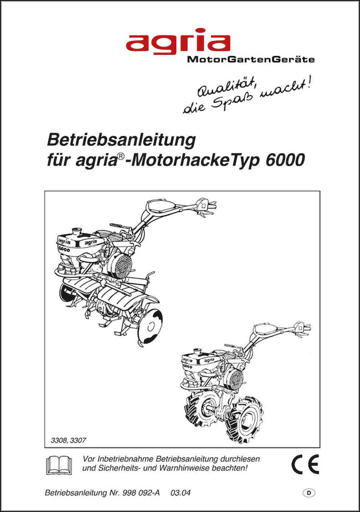 Agria 6000 Betriebsanleitung, Buchcover