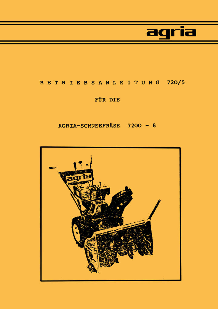 Agria 7200-8 Betriebsanleitung, Buchcover