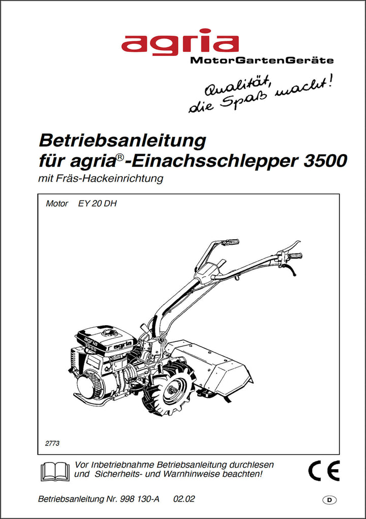 Agria 3500 Betriebsanleitung, Buchcover