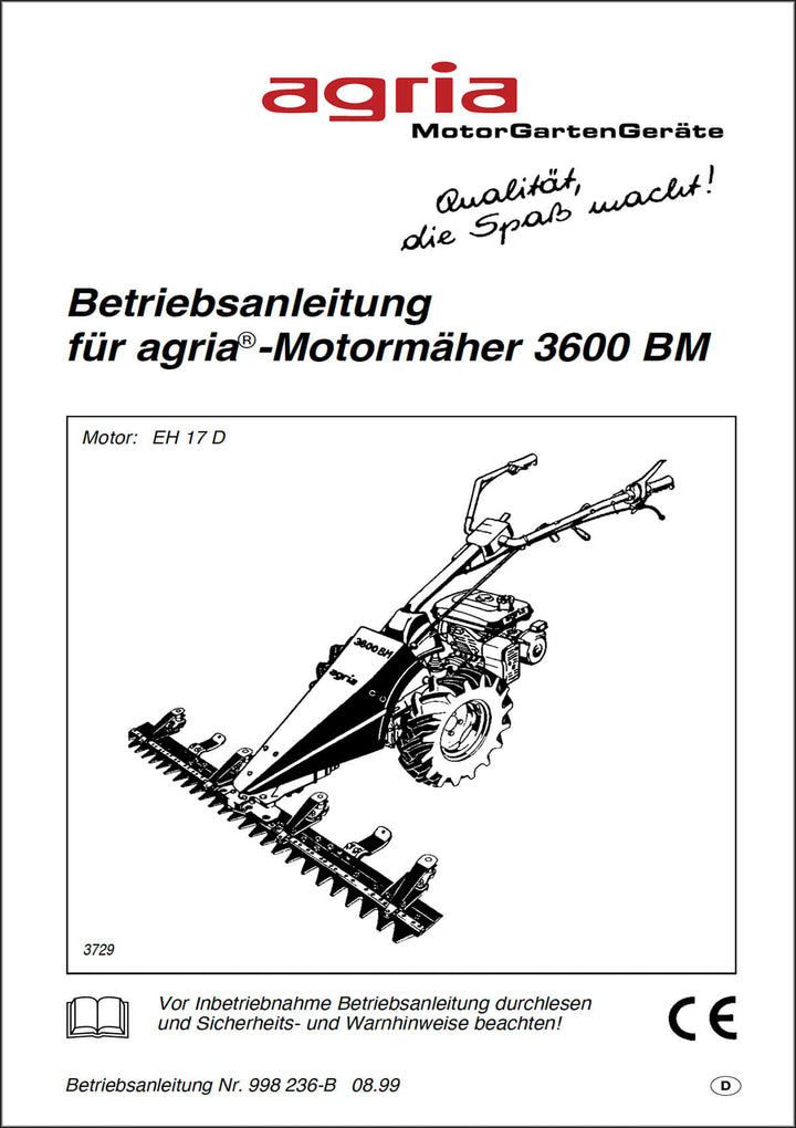 Agria 3600 BM Betriebsanleitung, Buchcover