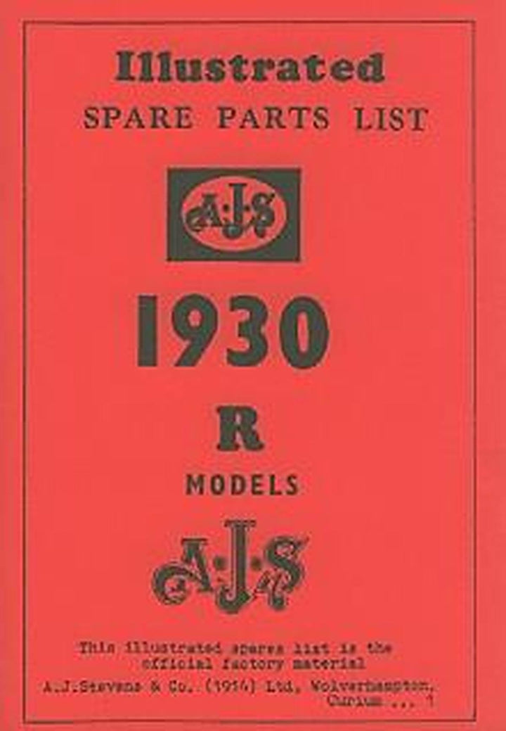 AJS "R" Models 1930 Spare Parts List, Buchcover