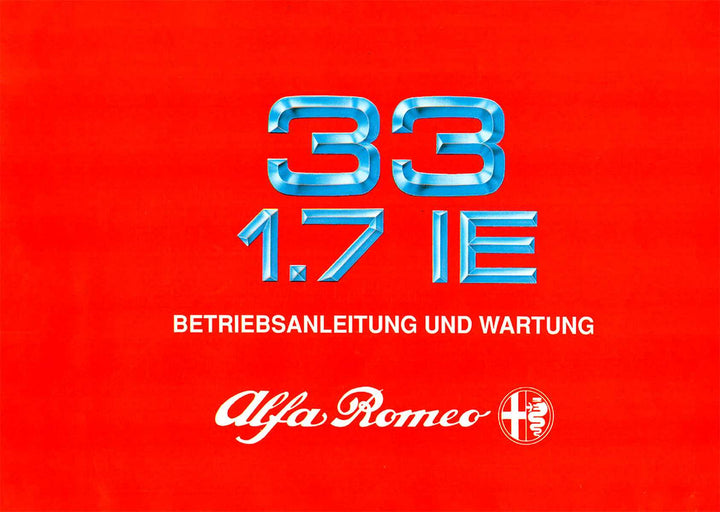 Alfa Romeo 33 1.7 IE, Betriebsanleitung, Buchcover