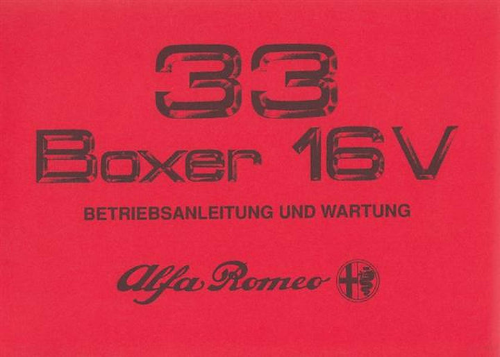 Alfa Romeo 33 Boxer 16 V, Betriebsanleitung und Wartung, Buchcover