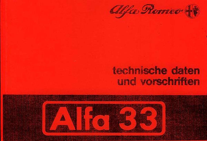 Alfa Romeo 33, technische Daten, Reparaturvorschriften, Buchcover