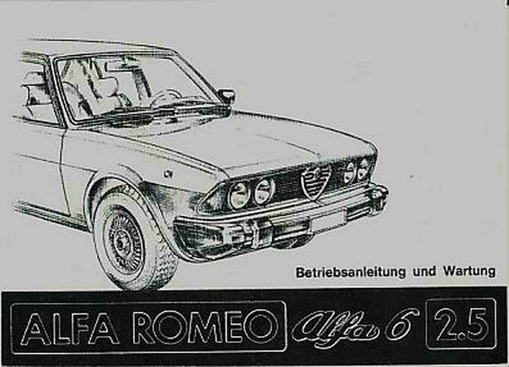 Alfa Romeo 6; 2,5 Liter, Betriebsanleitung, Buchcover