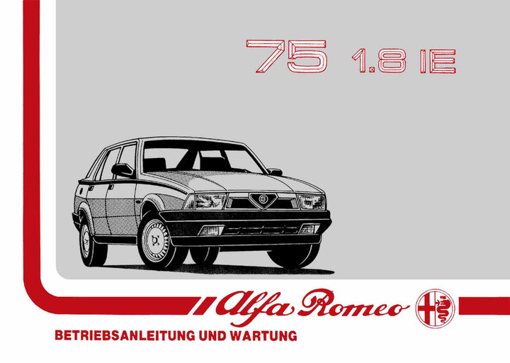 Alfa Romeo 75, 1,8 IE Betriebsanleitung, Buchcover