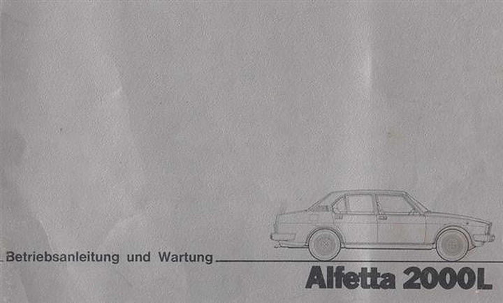 Alfa Romeo Alfetta 2000 L, Betriebsanleitung und Wartung, Buchcover