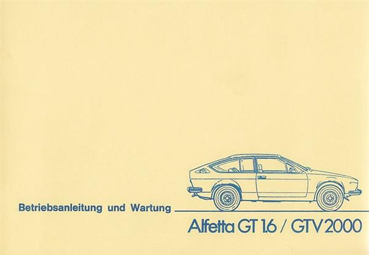 Alfa Romeo Alfetta GT1.6 & GTV2000 Betriebsanleitung, Buchcover