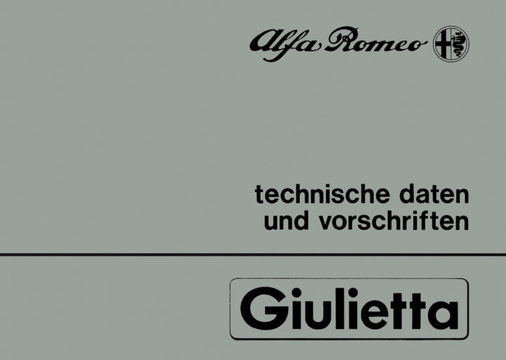 Alfa Romeo Giulietta, technische Daten, Reparaturvorschriften, Buchcover