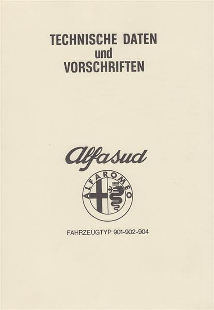 Alfasud L, TI, Combi, Sprint, technische Daten und Vorschriften, Buchcover
