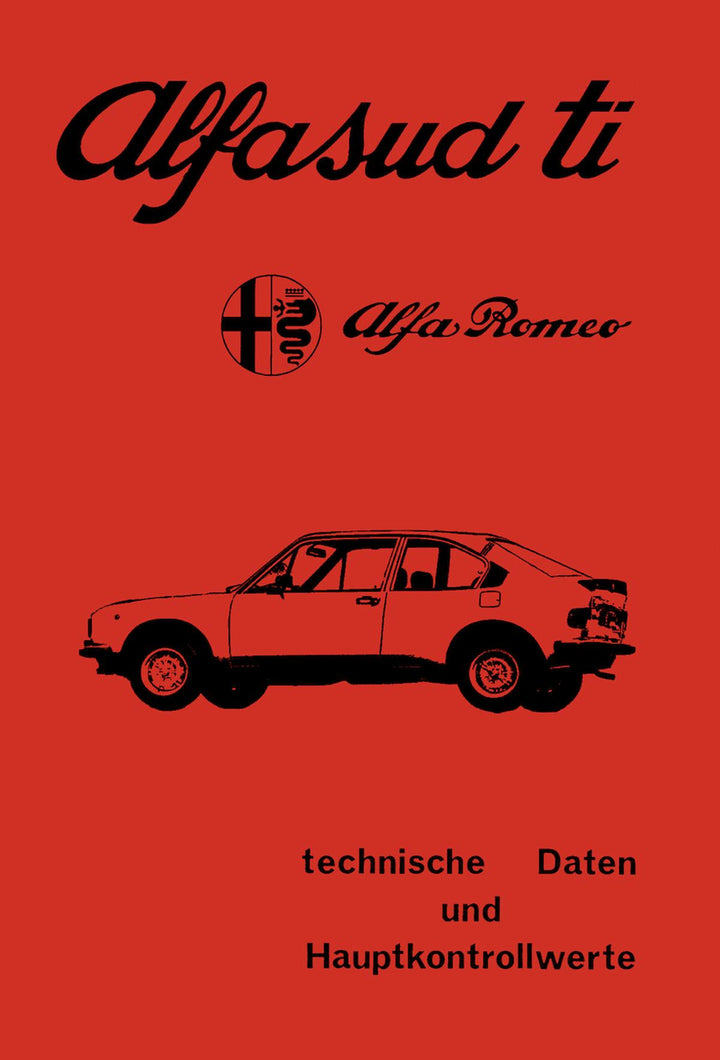 Alfa Romeo Alfasud ti Technische Daten und Hauptkontrollwerte, Buchcover