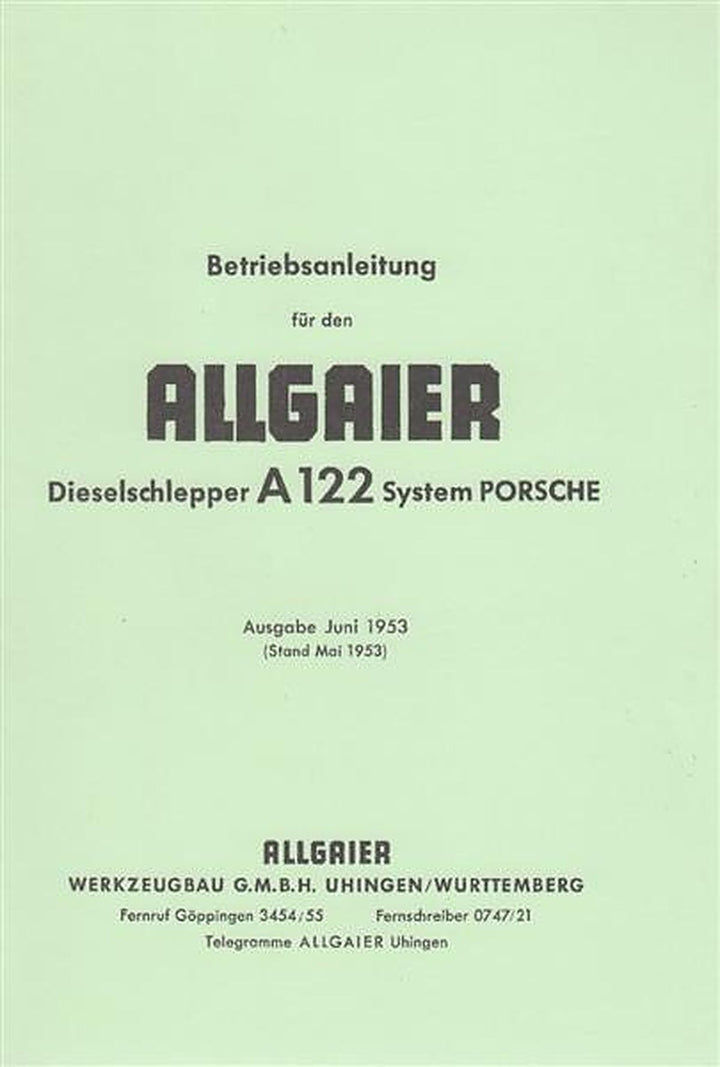 Allgaier A122 Traktor Betriebsanleitung, Buchcover