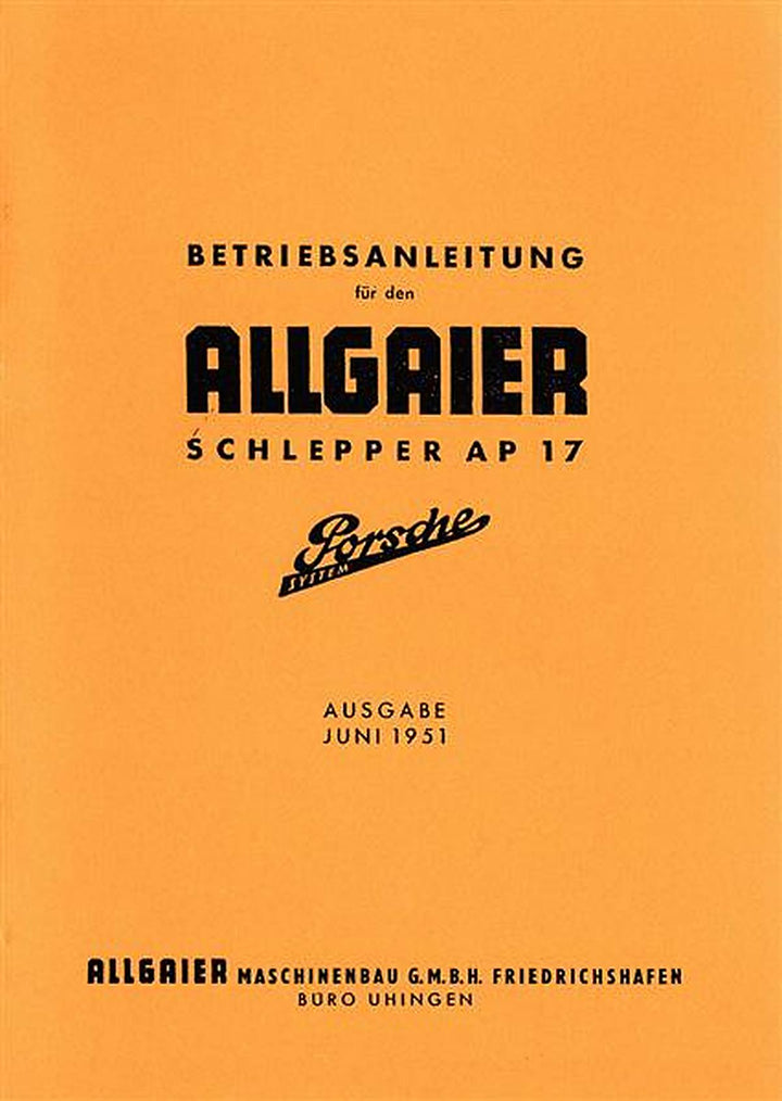 Allgaier AP17 Traktor Betriebsanleitung, Buchcover