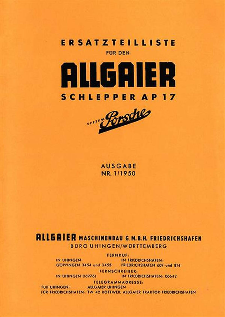 Allgaier AP17 Traktor Ersatzteilkatalog, Buchcover