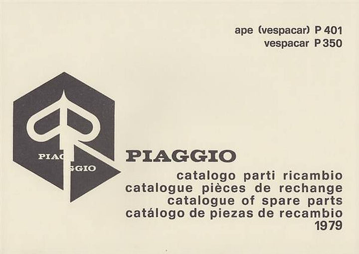Piaggio Ape Vespacar P401 und P350, Catalogue of Spare Parts, Buchcover