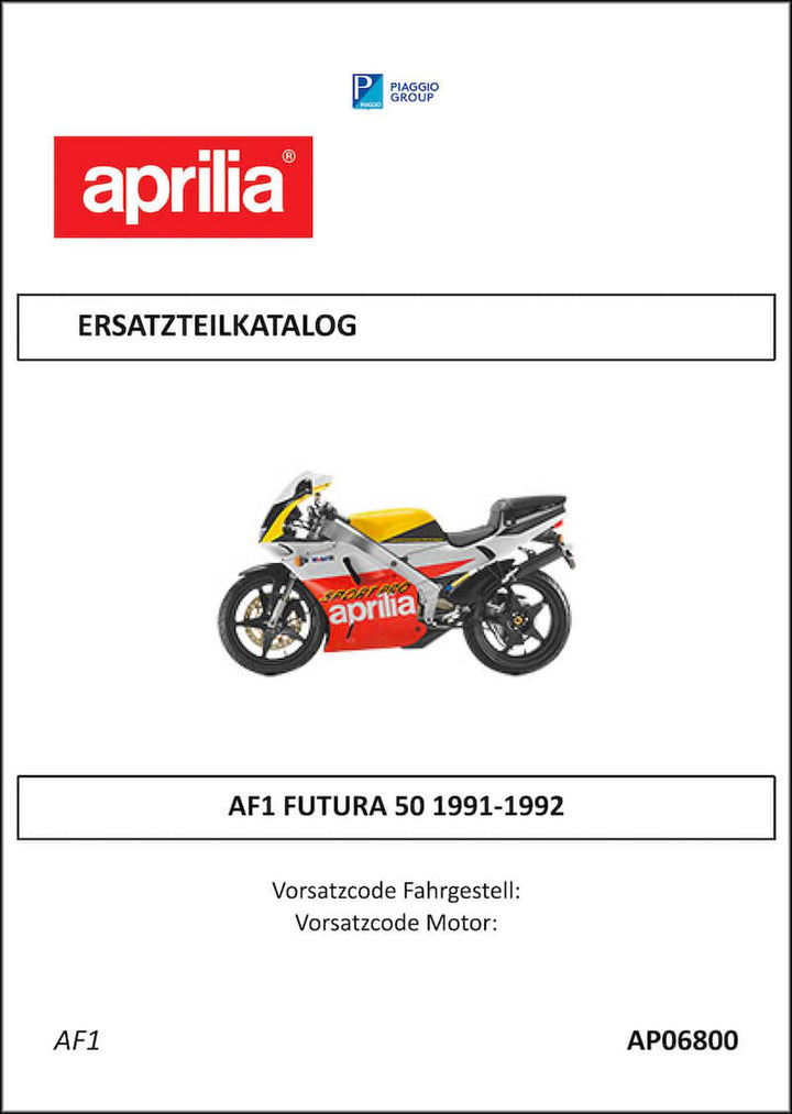 Aprilia AF1 Futura 50 Ersatzteilkatalog, Buchcover