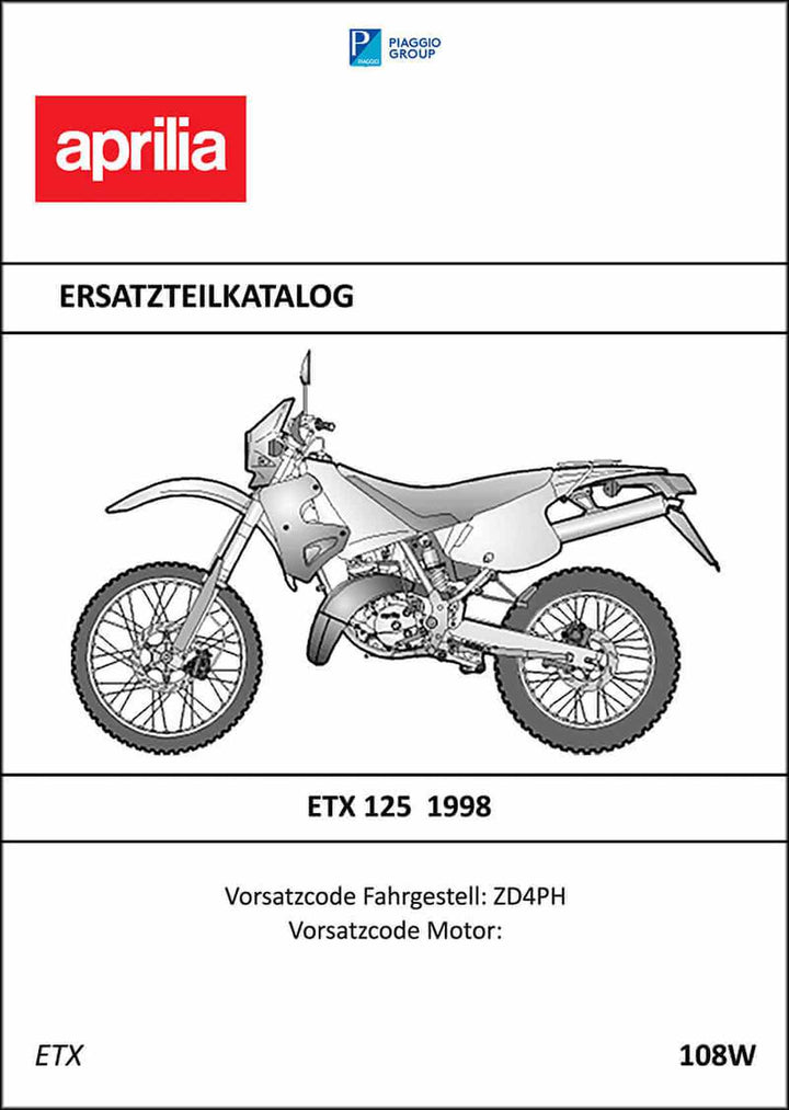 Aprilia ETX125 Ersatzteilkatalog, Buchcover