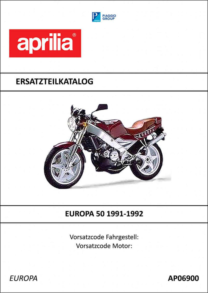 Aprilia Europa 50 Ersatzteilkatalog, Buchcover