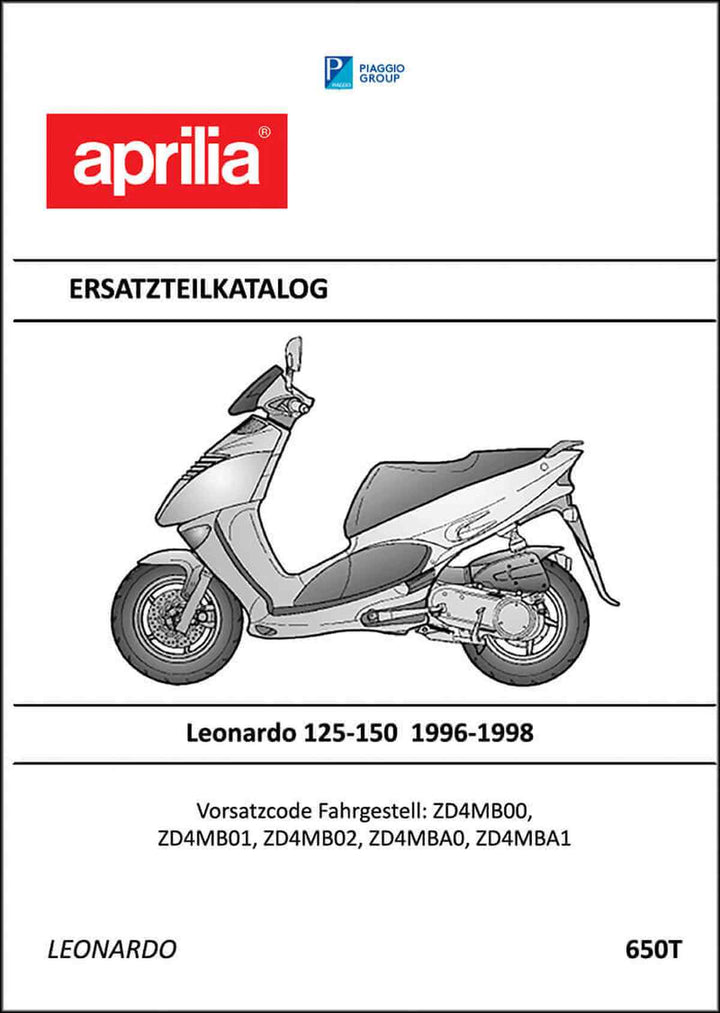 Aprilia Leonardo 125 und Leonardo 150 Ersatzteilkatalog, Buchcover