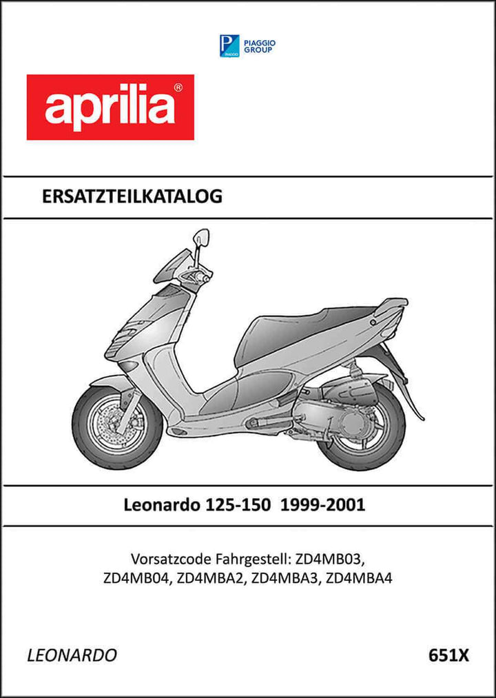 Aprilia Leonardo 125 und Leonardo 150 Ersatzteilkatalog, Buchcover