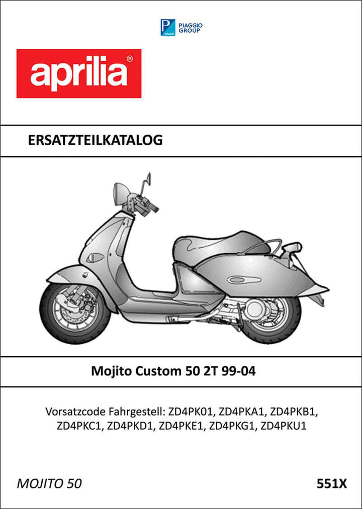 Aprilia Mojito Custom 50 2T Ersatzteilkatalog, Buchcover