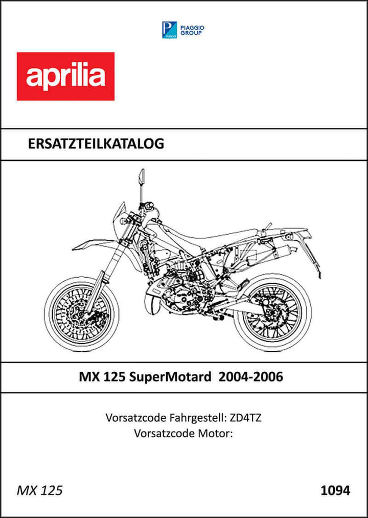 Aprilia MX125 SuperMotard Ersatzteilkatalog, Buchcover