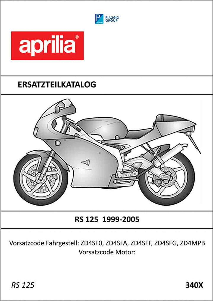 Aprilia RS125 Ersatzteilkatalog, Buchcover