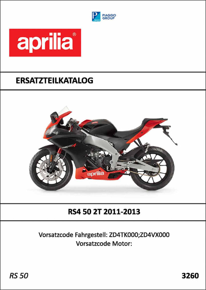Aprilia RS4 50 2T Ersatzteilkatalog, Buchcover