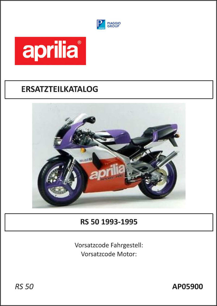 Aprilia RS50 Ersatzteilkatalog, Buchcover