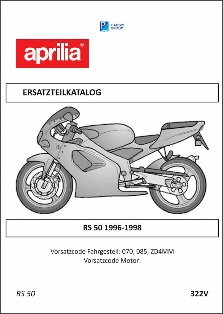 Aprilia RS50 Ersatzteilkatalog, Buchcover
