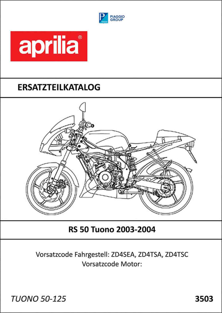 Aprilia RS50 Tuono Ersatzteilkatalog, Buchcover