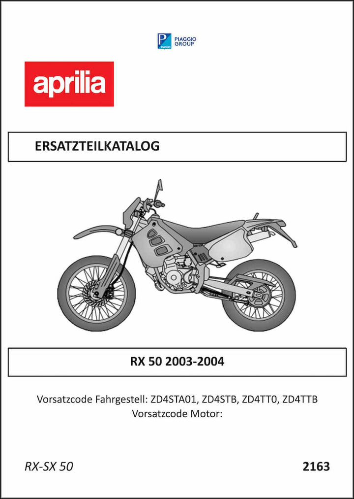 Aprilia RX50 Ersatzteilkatalog, Buchcover