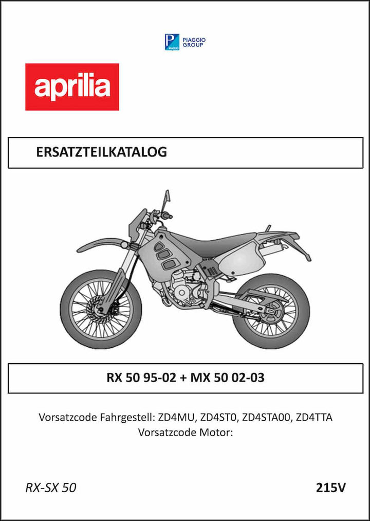 Aprilia RX50, MX50 Ersatzteilkatalog, Buchcover