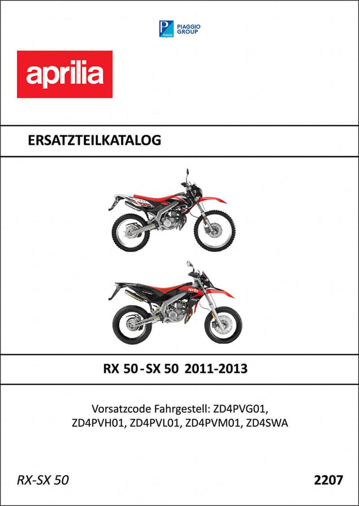 Aprilia RX50 & SX50 Ersatzteilkatalog, Buchcover