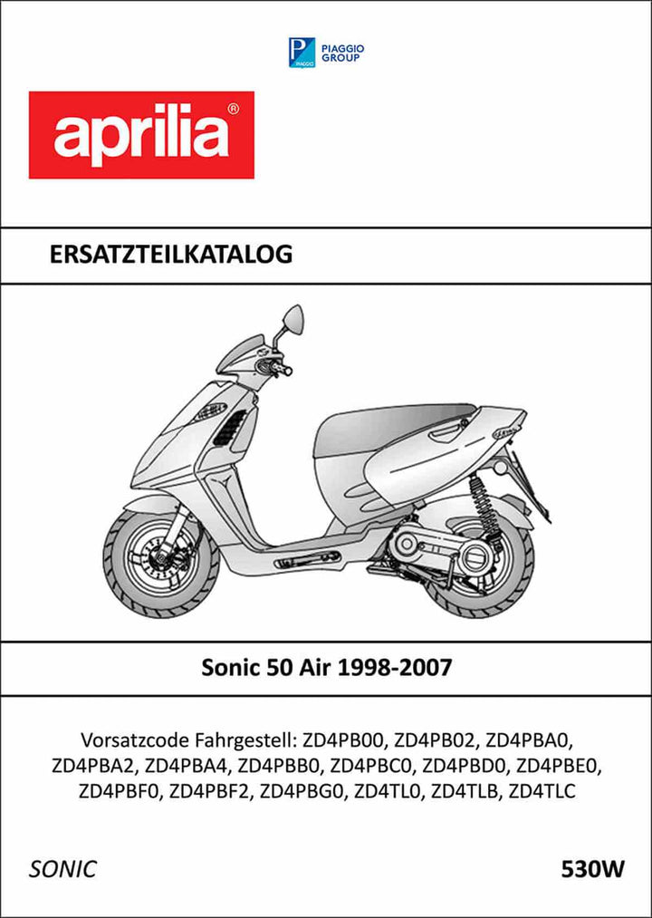 Aprilia Sonic 50 AIR Ersatzteilkatalog, Buchcover