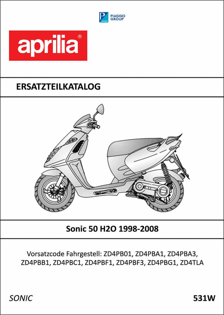 Aprilia Sonic 50 H20 Ersatzteilkatalog, Buchcover