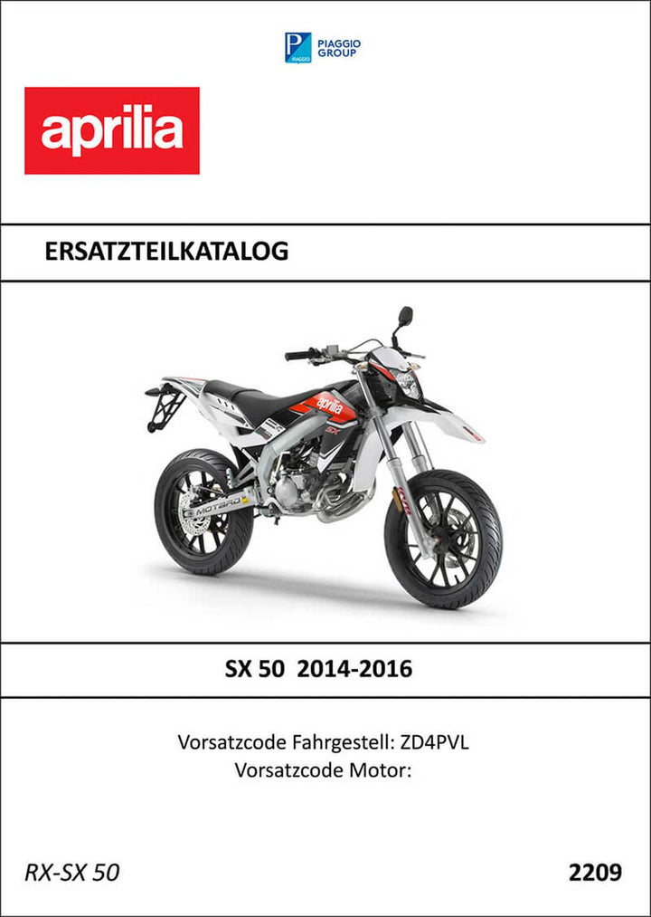 Aprilia SX50 Ersatzteilkatalog, Buchcover