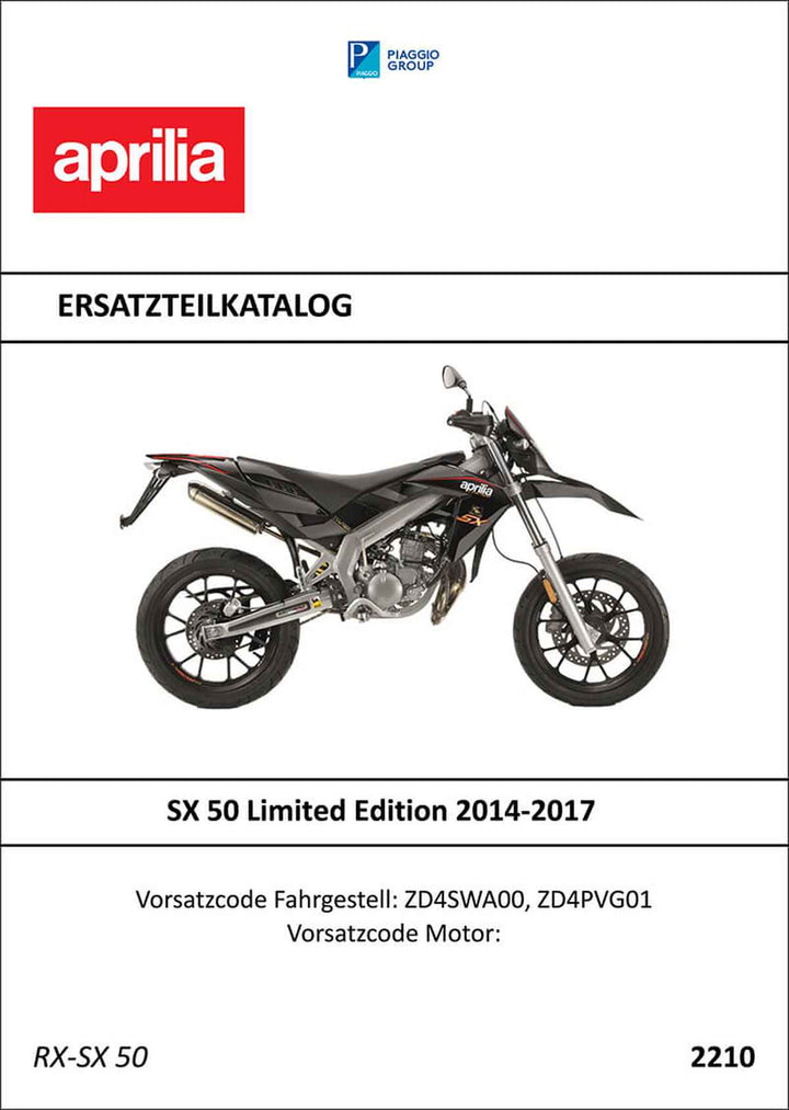 Aprilia SX50 Limited Edition Ersatzteilkatalog, Buchcover