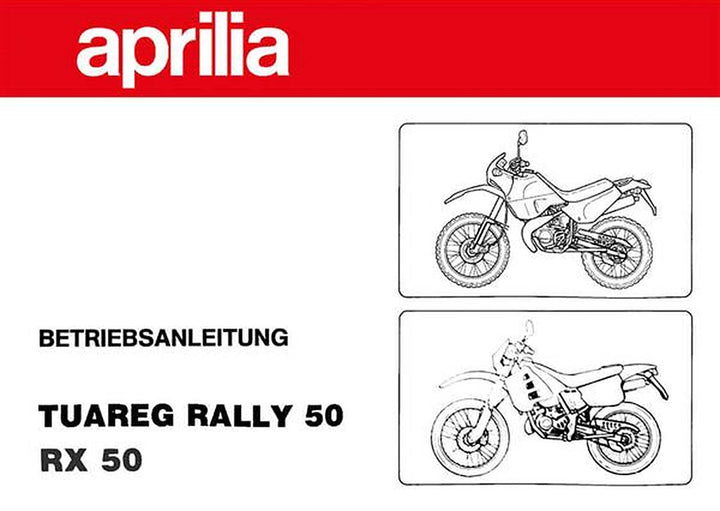 Aprilia Tuareg Rally 50, RX50 Betriebsanleitung, Buchcover