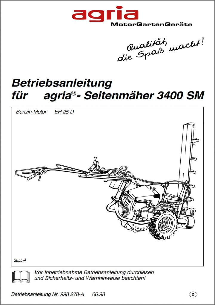 Agria 3400 SM Betriebsanleitung, Buchcover