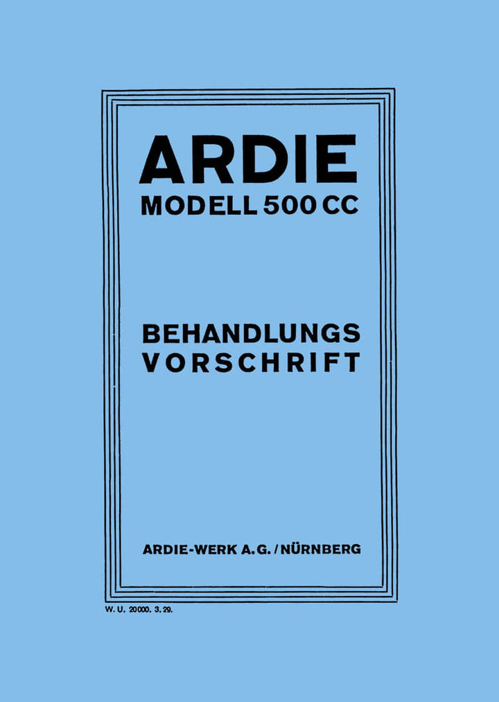 Ardie 500 Betriebsanleitung, Buchcover
