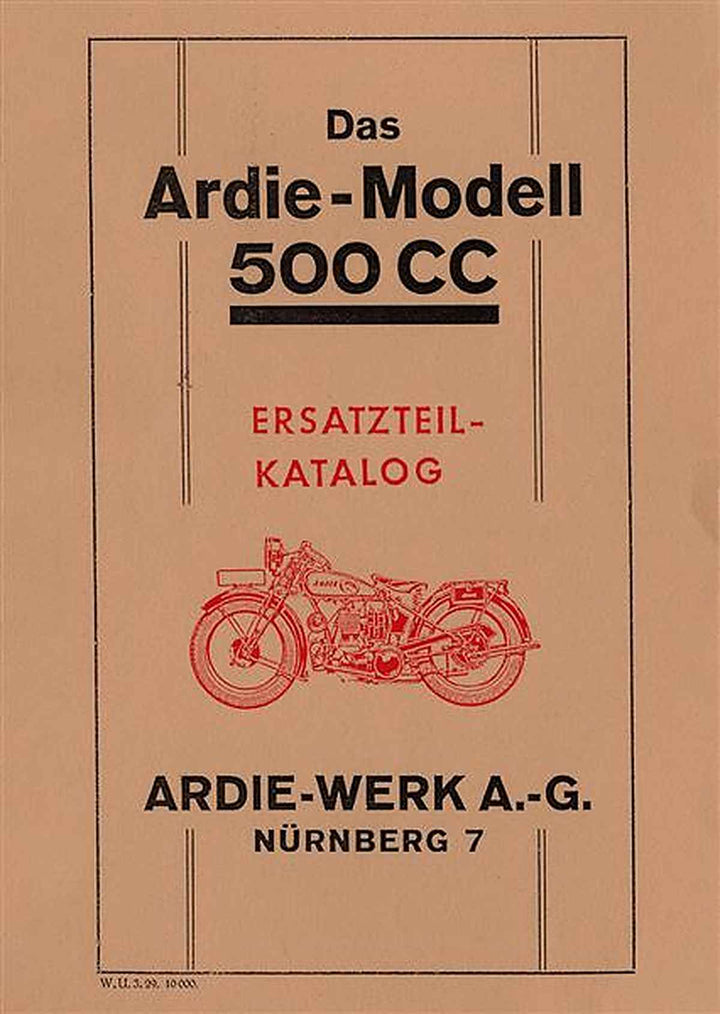Ardie 500 Ersatzteilkatalog, Buchcover